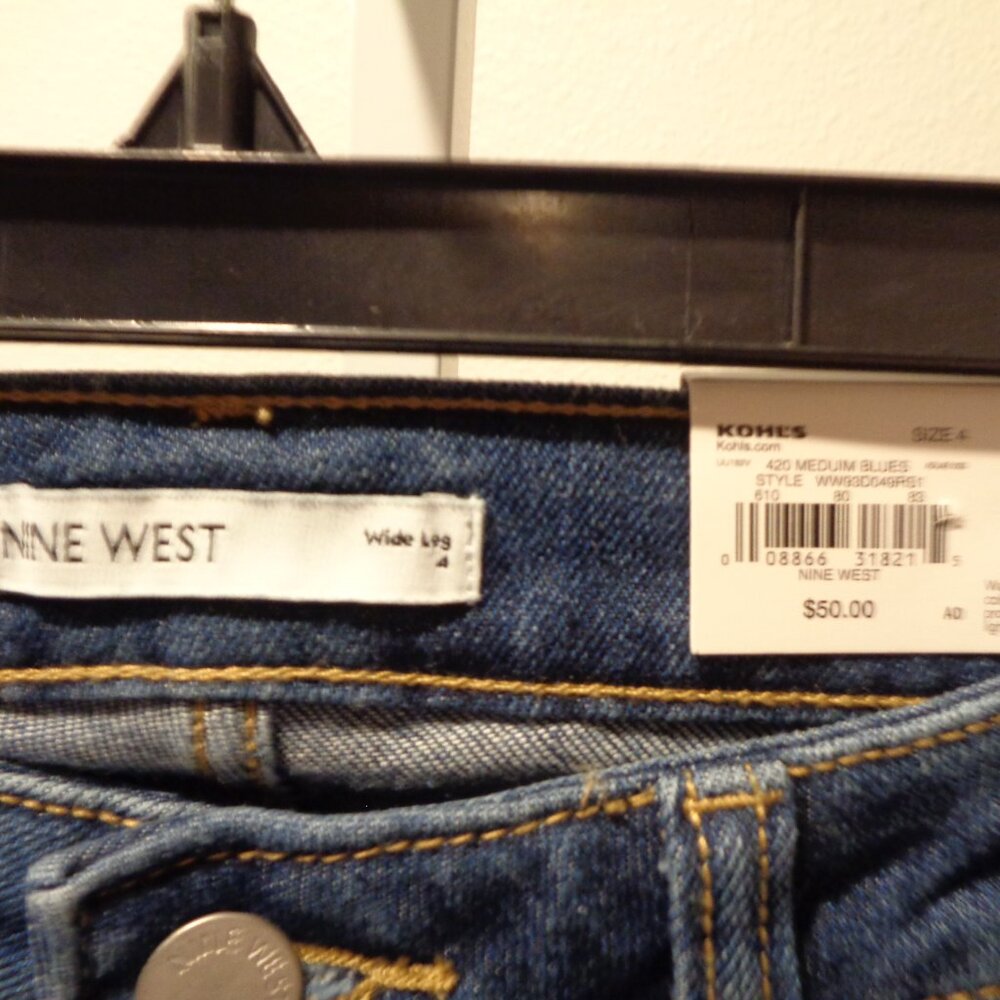 Nine West Wide Leg High Rise Jeans size 4 NWT Style WW93D049RS1 - Picture 8 of 12